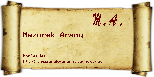 Mazurek Arany névjegykártya